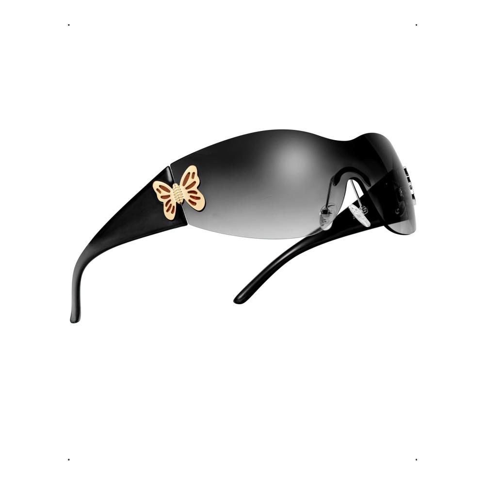 Damen Sonnenbrille Schmetterling Trend – Oversized Rimless Fashion Shield mit UV400 Schutz