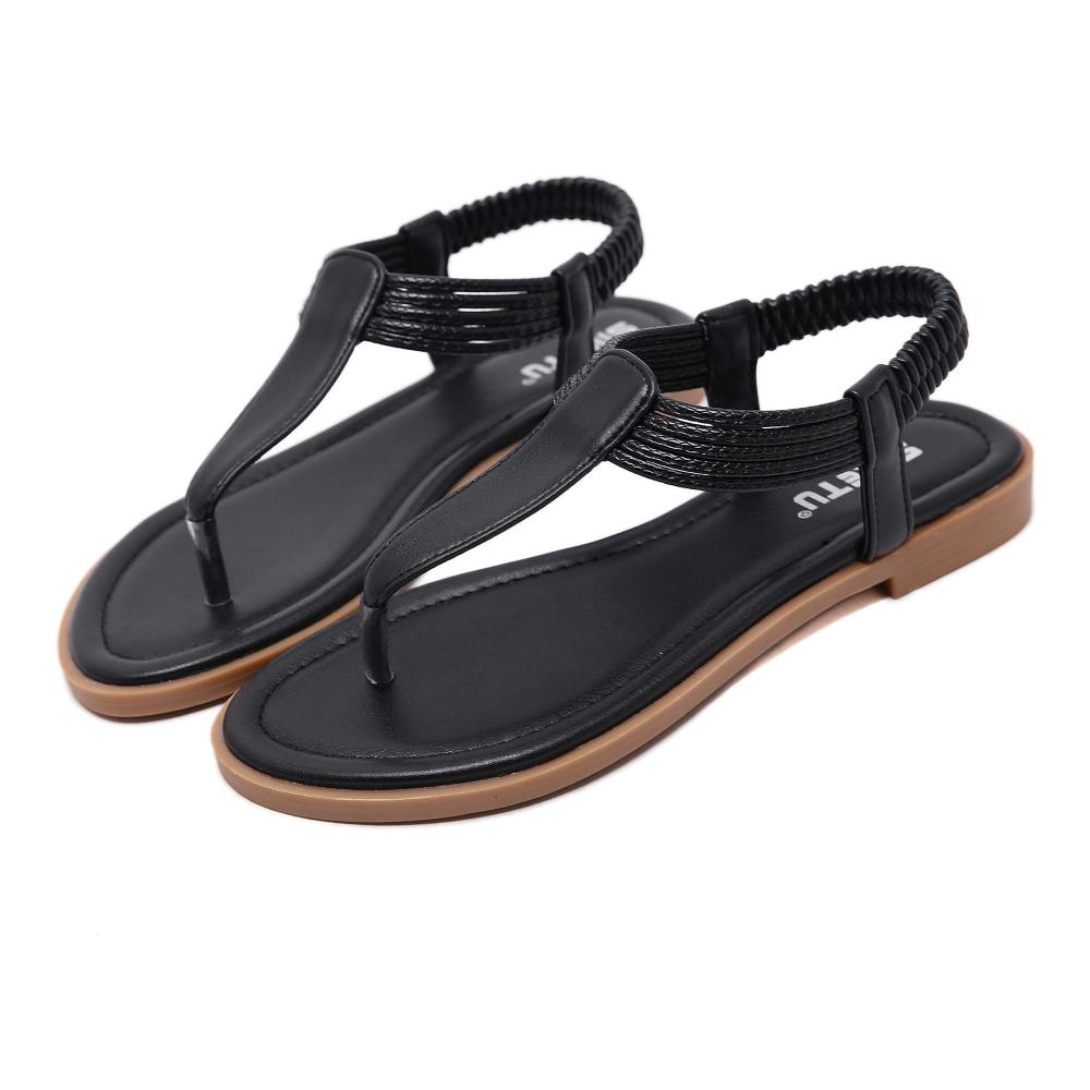 Sommerliche Damen Zehentrenner mit Strass Flache Riemchensandalen