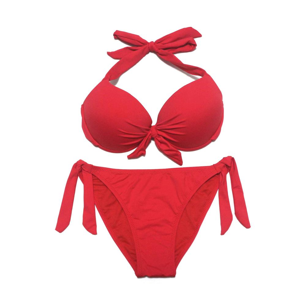 Bikini-Sets Damen Push-up Bikinioberteil mit Nackenträger Underwire und Seitlichen Bindungen - Verstellbare Bademode für Frauen