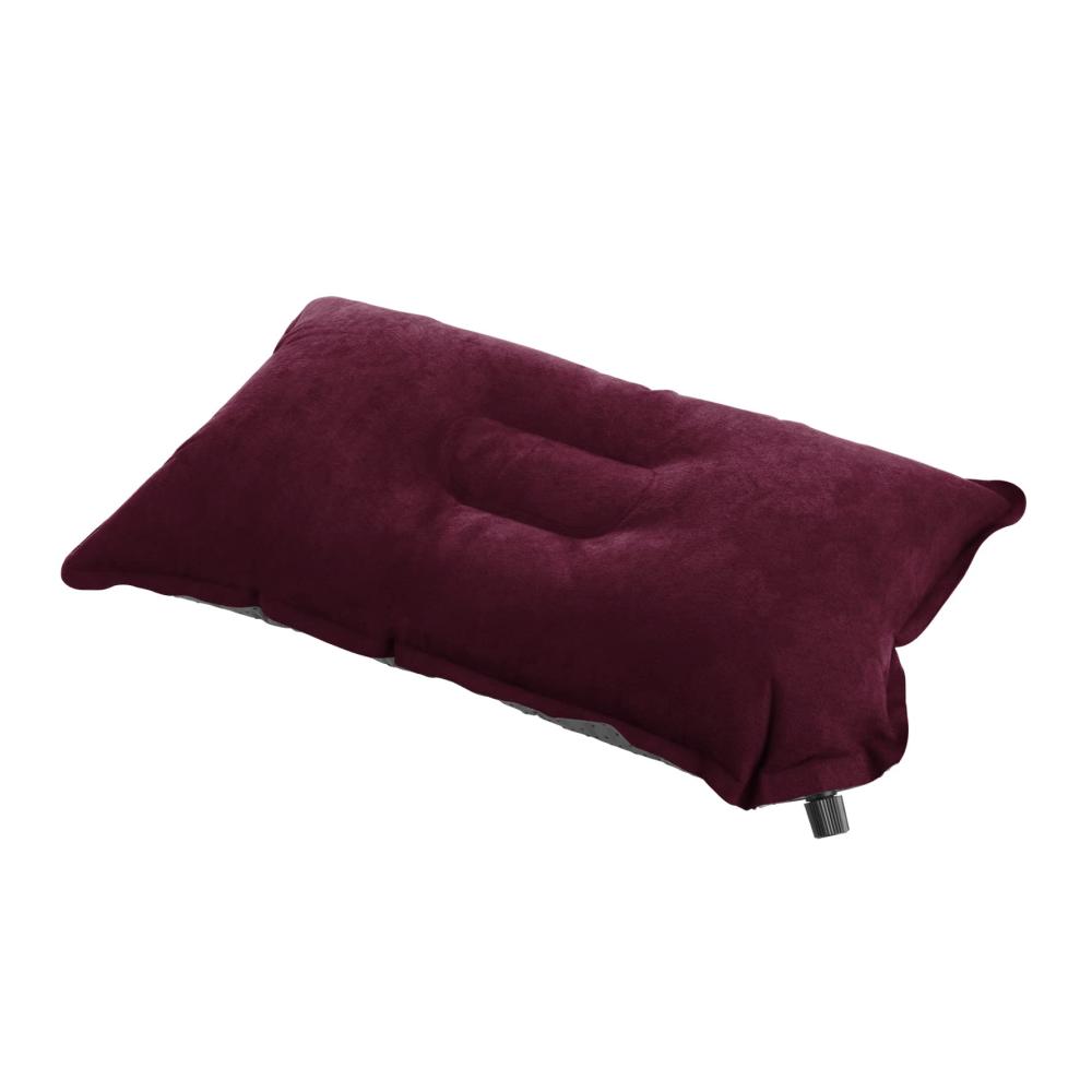 Bequemes aufblasbares Campingkissen mit Schaumstofffüllung für Strand Reisen und Outdoor-Aktivitäten - Ergonomisches Kopfkissen für Büro und Auto - 49x30 cm Bordeaux