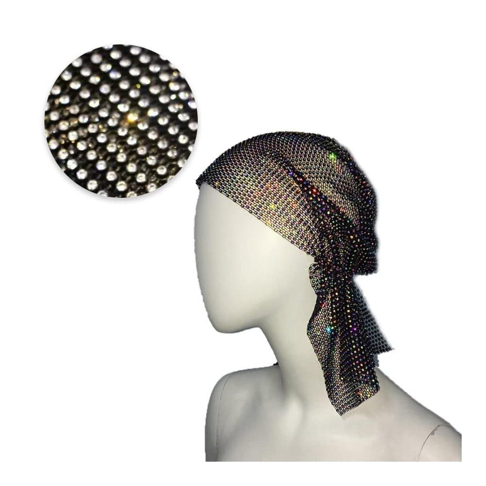 Strickmütze mit Strasssteinen und Hohl-Bling-Stickerei - Modisches Kopftuch für Frauen und Mädchen ideal als Haarschmuck