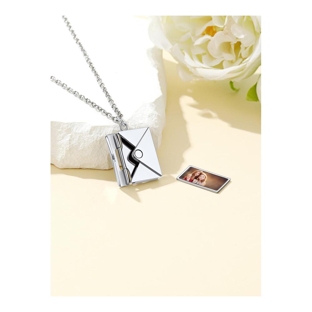 Personalisierte Foto Medaillon Halskette - Edelstahl/Kupfer Öffnbar mit Gravur - Weihnachtsgeschenk Geburtstagsgeschenk Silber/Gold/Rosegold/Schwarz - 46cm Kette