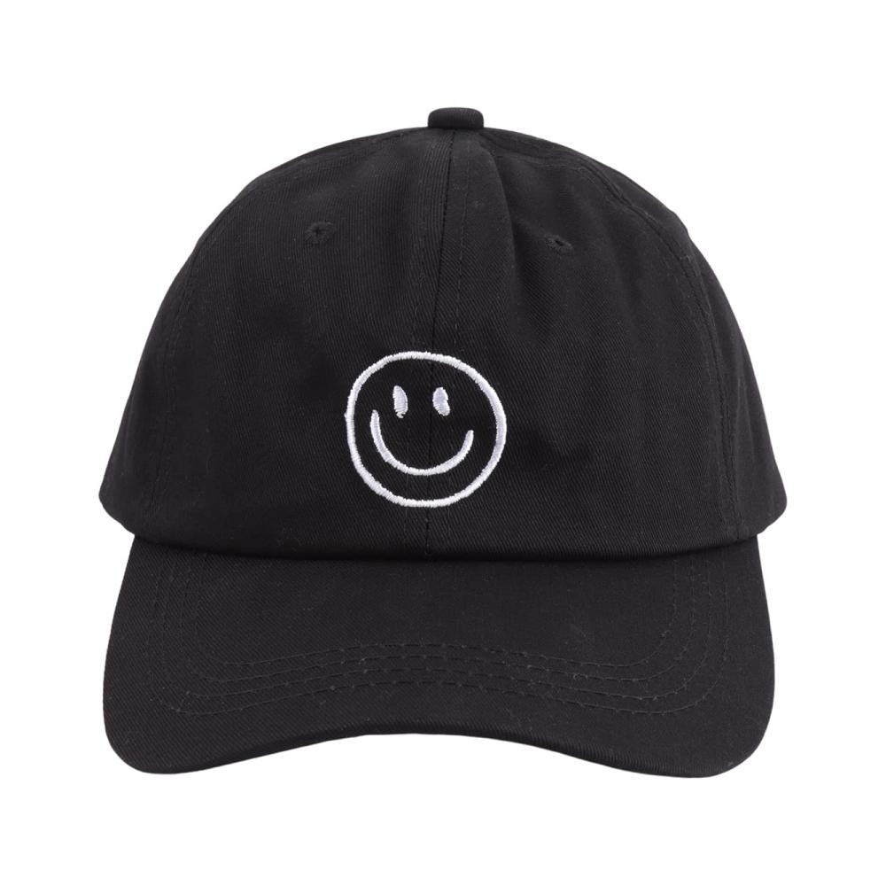 Baseballkappe, bestickt, Smile, Schwarz
