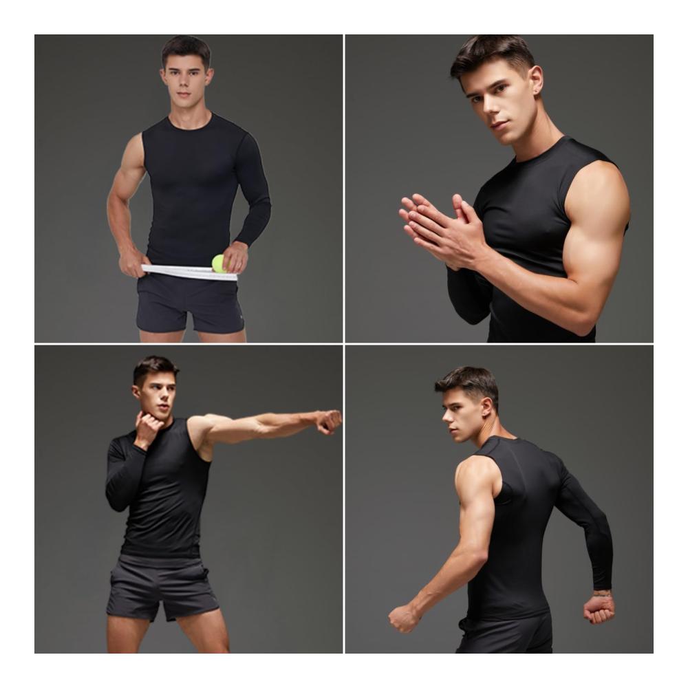 Kompressions-Basketballshirt für Herren – Smartstyle 1/2 Langarm Funktionsshirt Quick Dry Fitness Tights für Laufen und Training