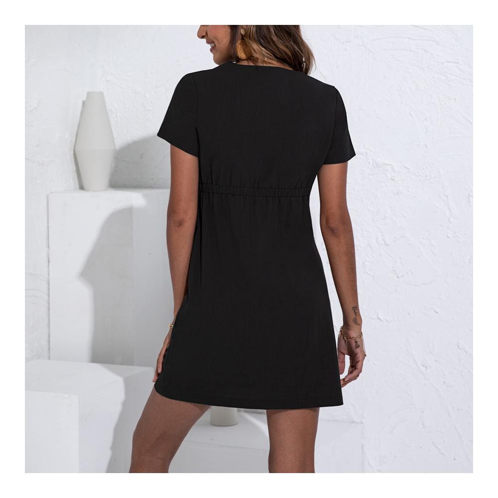 Freizeit Damenkleid mit V-Ausschnitt Hoher Taille und Cardigan - Schmales Kurzes Kleid für Eleganz und Komfort