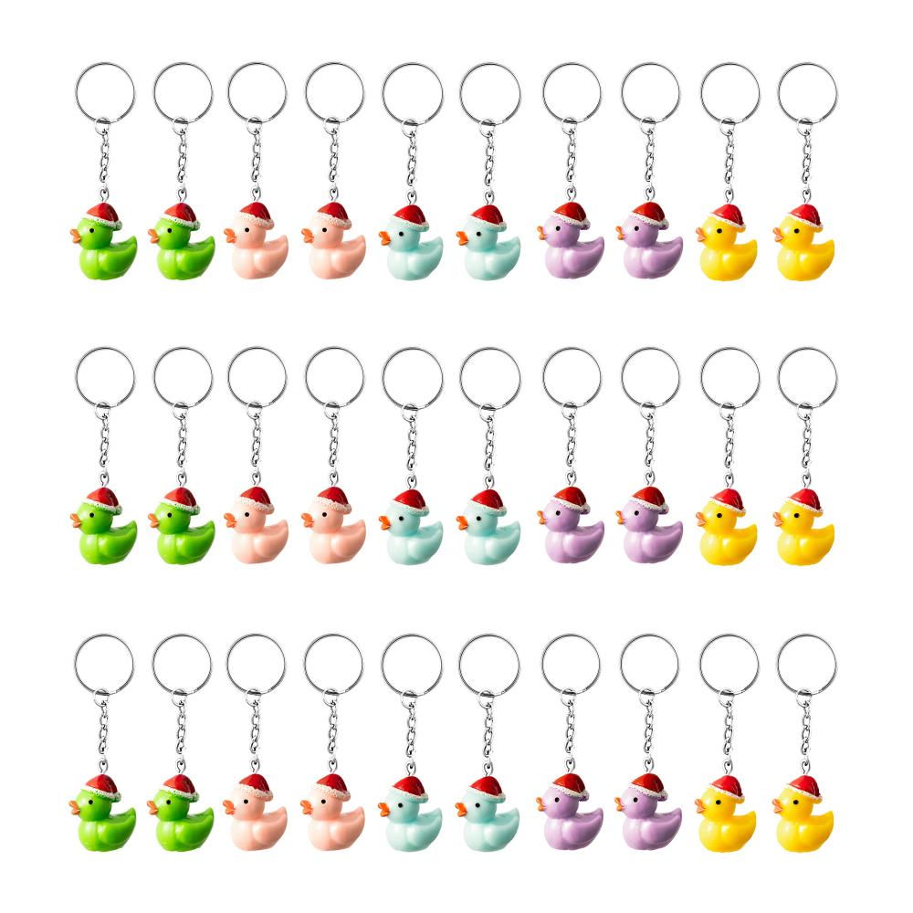 30 Weihnachtsente Schlüsselanhänger aus Kunststoff für Damen - Festliche Partygeschenke im 30er Pack