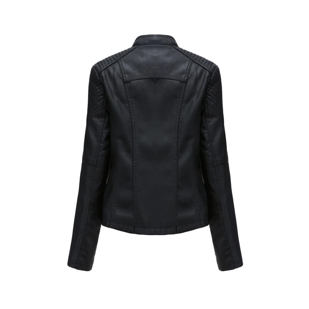 Damen Lederjacke mit Stehkragen – Stilvolle Zip-Up Motorradjacke Bikerjacke und Kurzmantel
