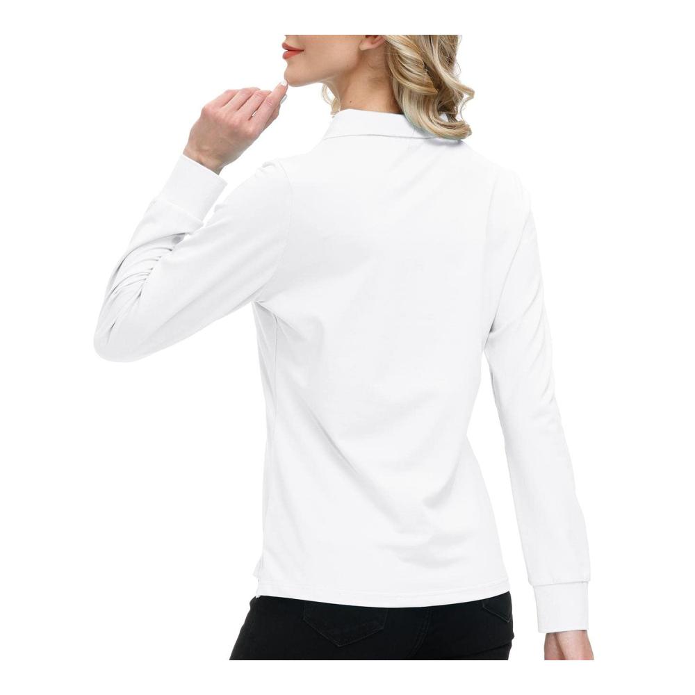 Langarm Damen Polo AjezMax Golf Poloshirt mit Reißverschluss Baumwolle Sport Winter