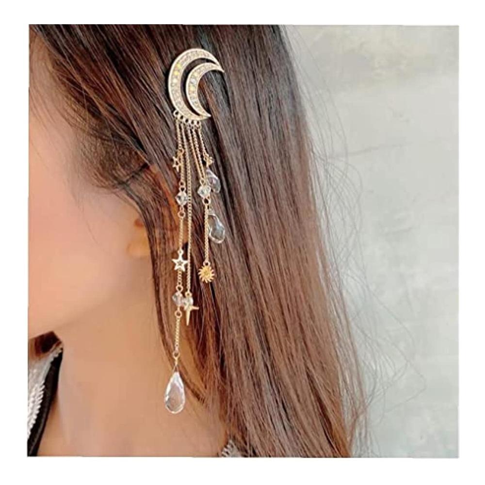 Vintage Kristall Haarspange - Mond Stern Fringe - Mode Brautschmuck für Frauen