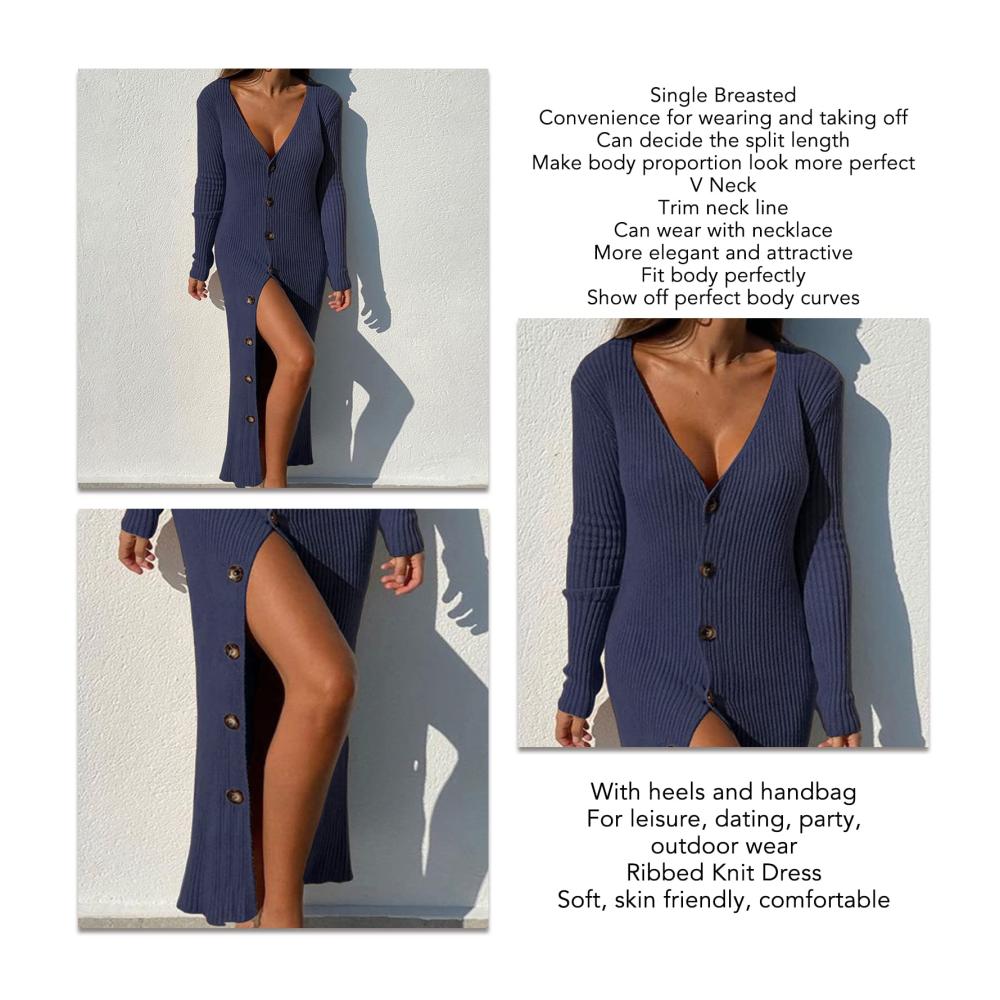 Langärmliges Strickkleid mit Knöpfen für Frauen – Stilvoll & Bequem Ideal für Lässige Dates