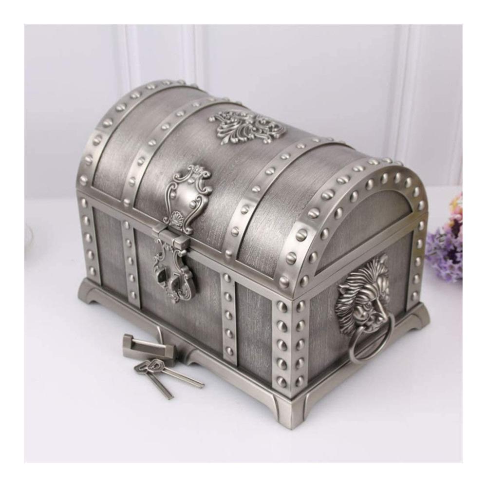 Europäischer Vintage-Schmuckkasten mit Metallschloss – Mehrschichtiger Organizer in antikem Zinn für stilvolle Schatzbewahrung und Geschenkbox