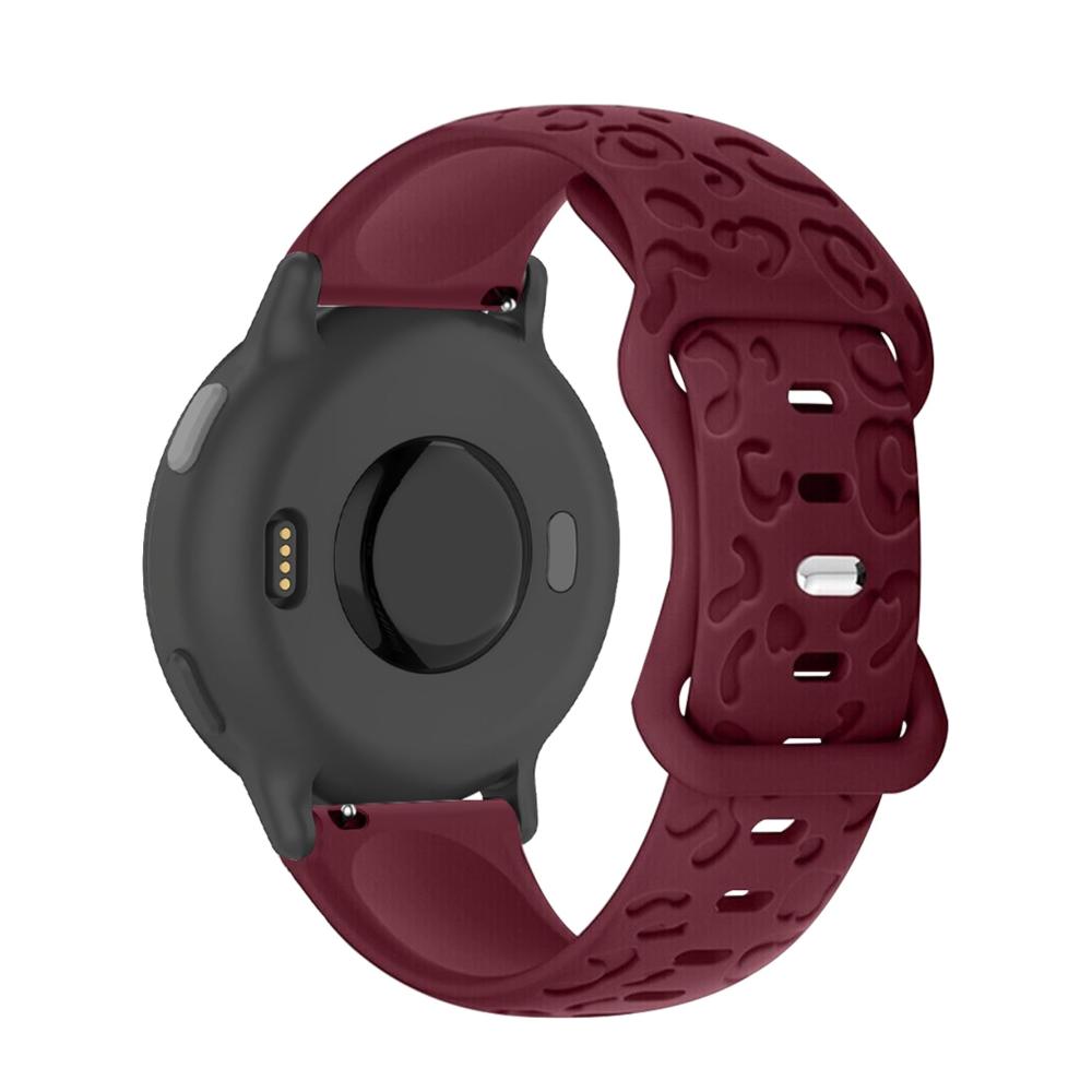 20mm Leopard Silikon Uhrenarmband für Garmin Vivomove Trend/Venu 2 Plus - Rot