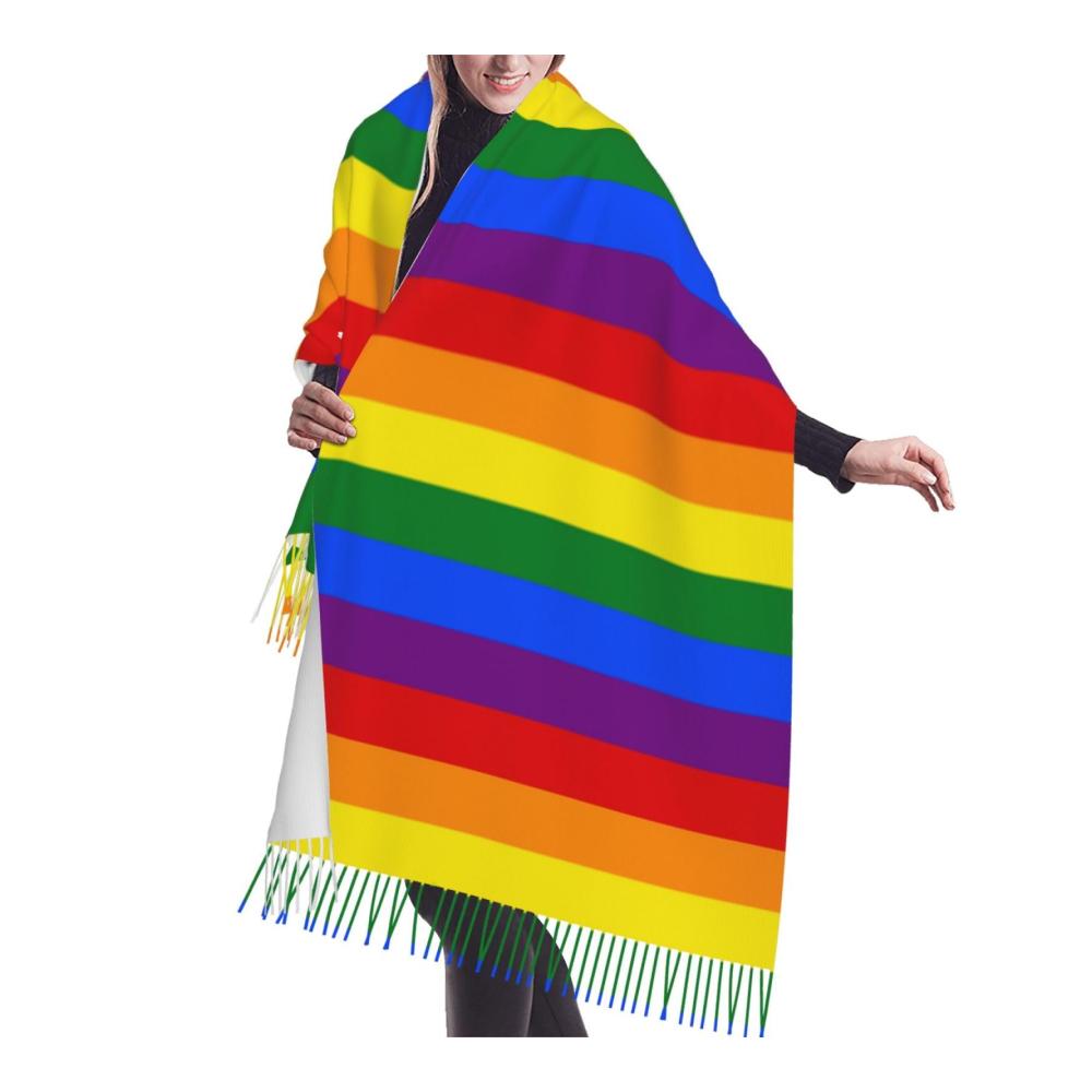 Großer warmer Unisex-Schal | Weicher modischer Schal in Regenbogenfarben | Einheitsgröße für Damen und Herren