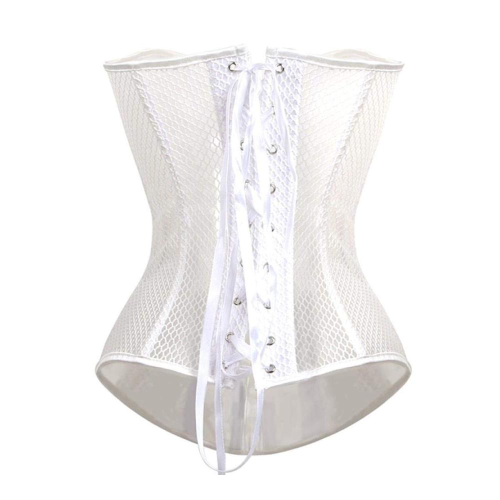Sexy Plus Size Mesh Overbust Korsett - Bauchweg Korsetts und Bustiers für die Nacht
