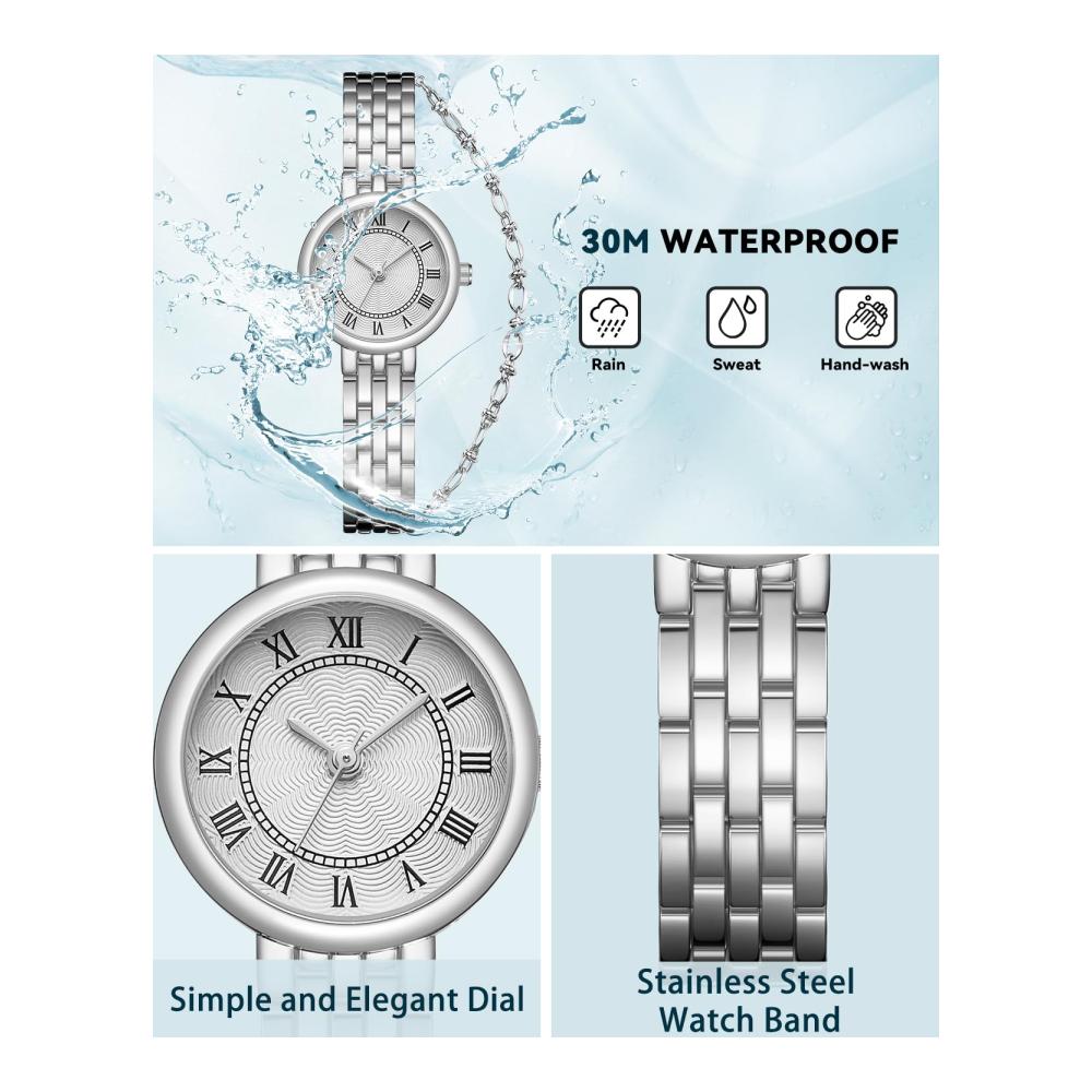 Edelstahl Damen Armbanduhr - Elegante Analoguhr Minimalistisches Design Wasserdicht - Perfektes Geschenk für Frauen