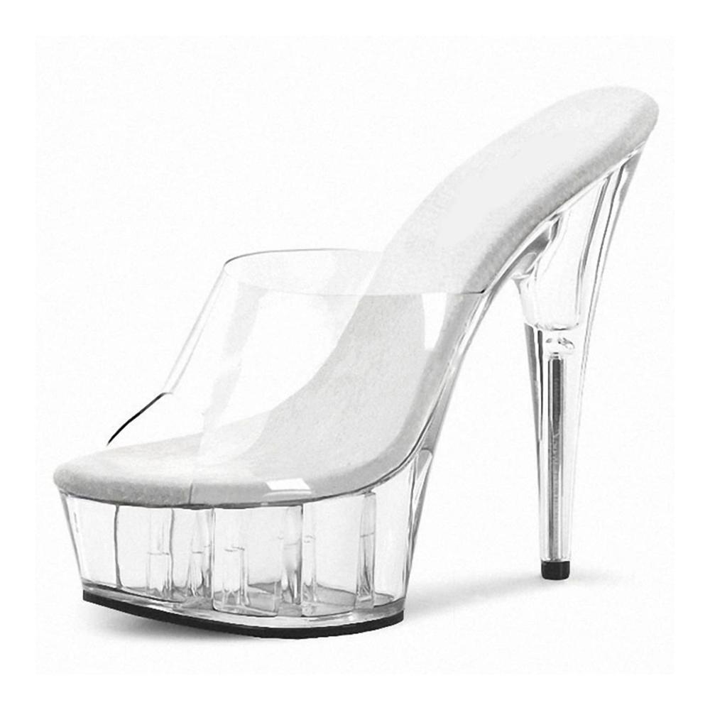 Klar-transparente Plateau-Sandalen mit hohen Absätzen für Frauen Sexy Schuhe für Stripper Clubs Pole Dance Hochzeiten & Partys in Großen Größen 35-46