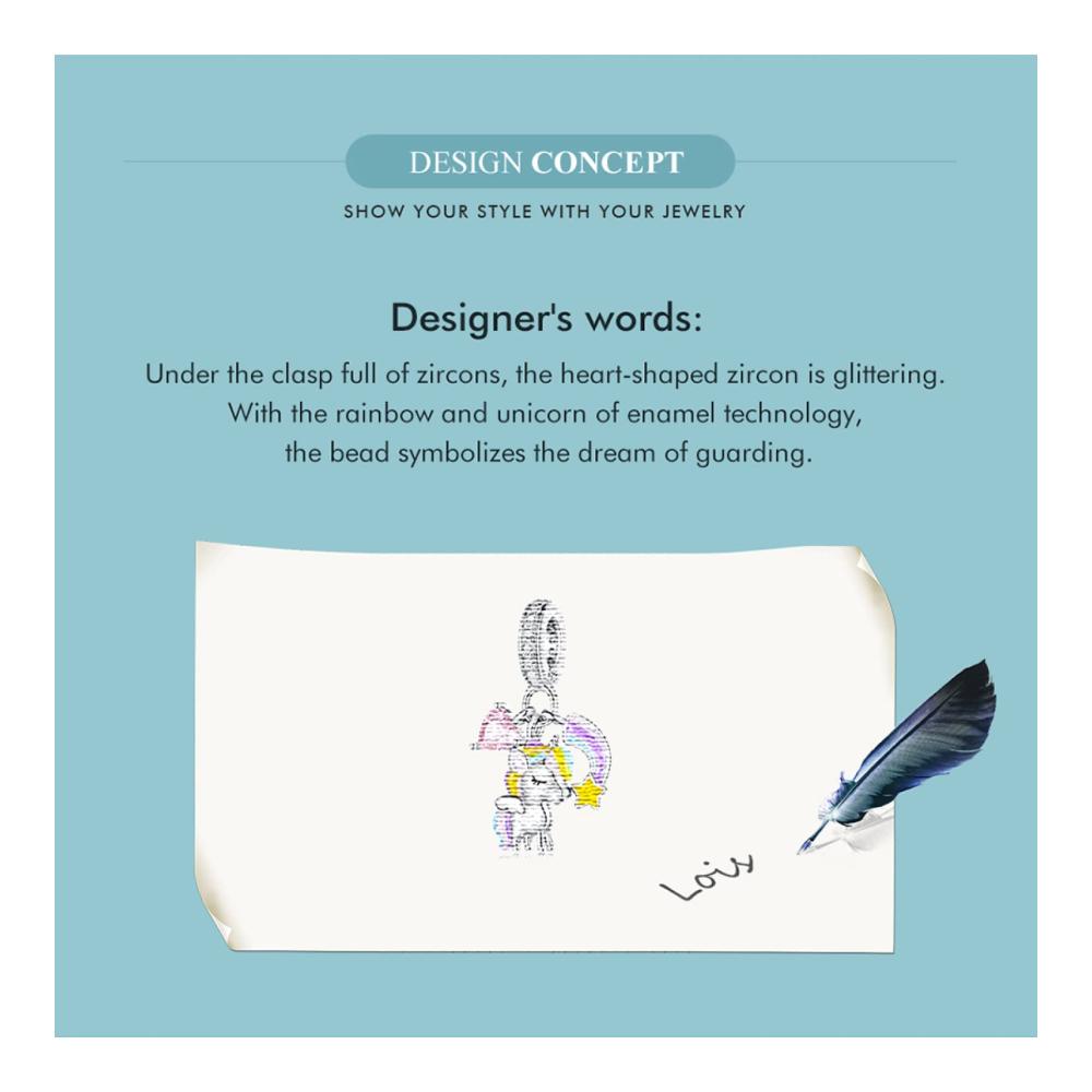 925 Sterling Silber Pferdeanhänger mit Regenbogenperle - Charm für Damen Halskette und Armband