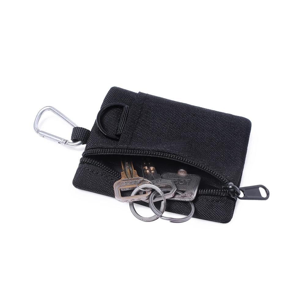 Unisex Ausweistaschen Münzgeldbörse mit Reißverschluss und Clip - Ideal für Outdoor Alltag Reisen und Camping - 2er Pack Schwarz & Modisch