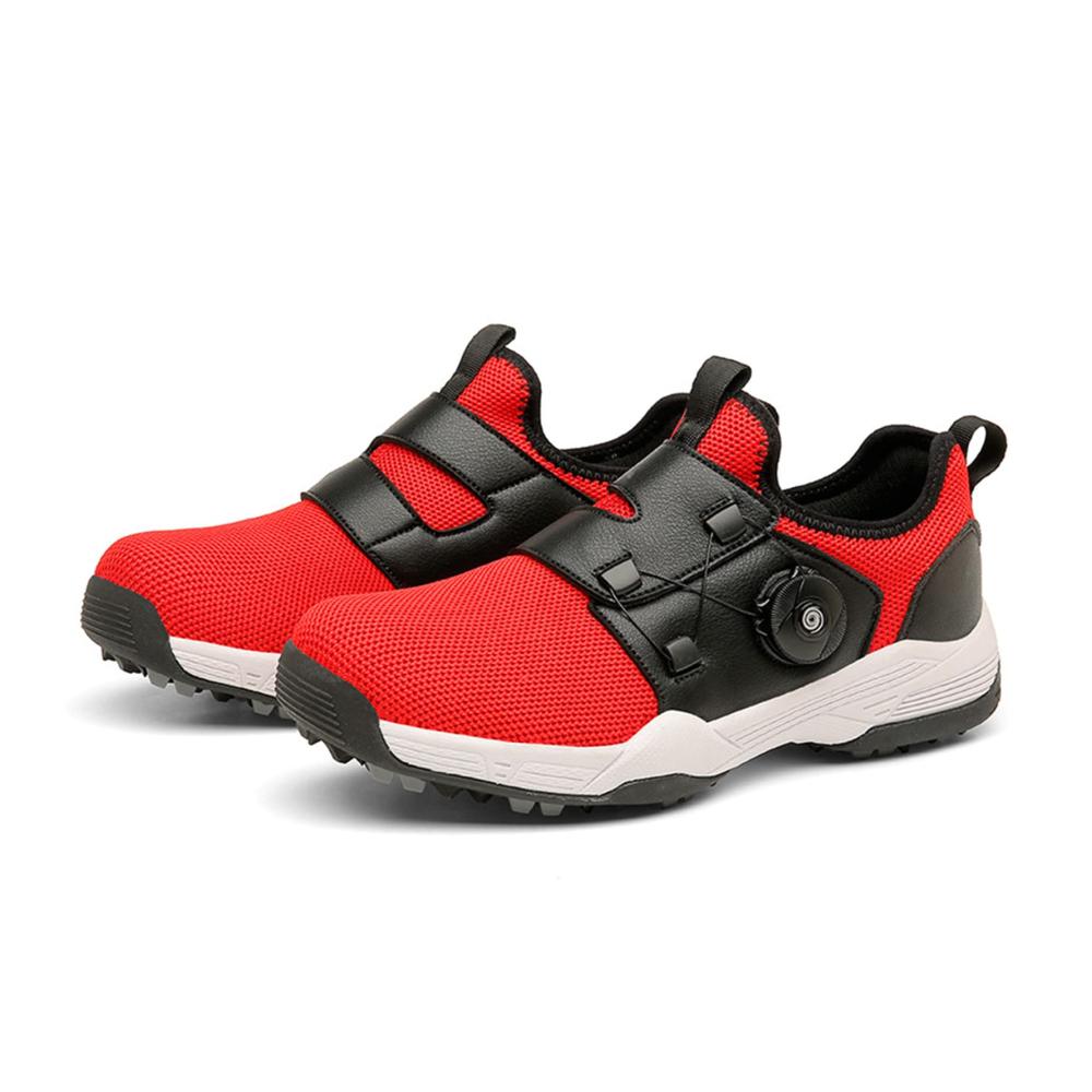 Golfschuhe Damen - Spikeless Sportschuhe mit rutschfester Sohle Atmungsaktivität und hoher Strapazierfähigkeit für Laufen und Golfen - Rot Größe 9US