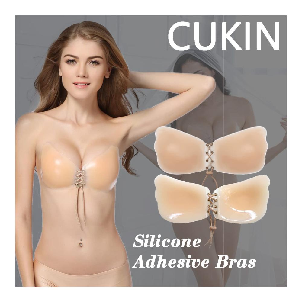 Selbstklebender BH für Frauen – RüCkenfrei und Push Up Unsichtbarer Silikon BH mit Klebepads für Rückenfreie Kleider und Nippelpads – CUKIN Klebe BHs die perfekte Lösung