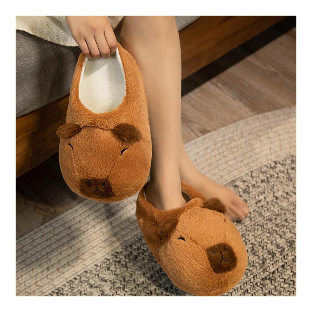 Capybara-Hausschuhe Flauschige Damen-Plüsch-Slip-ons für drinnen und draußen lustige Cartoon-Hausschuhe