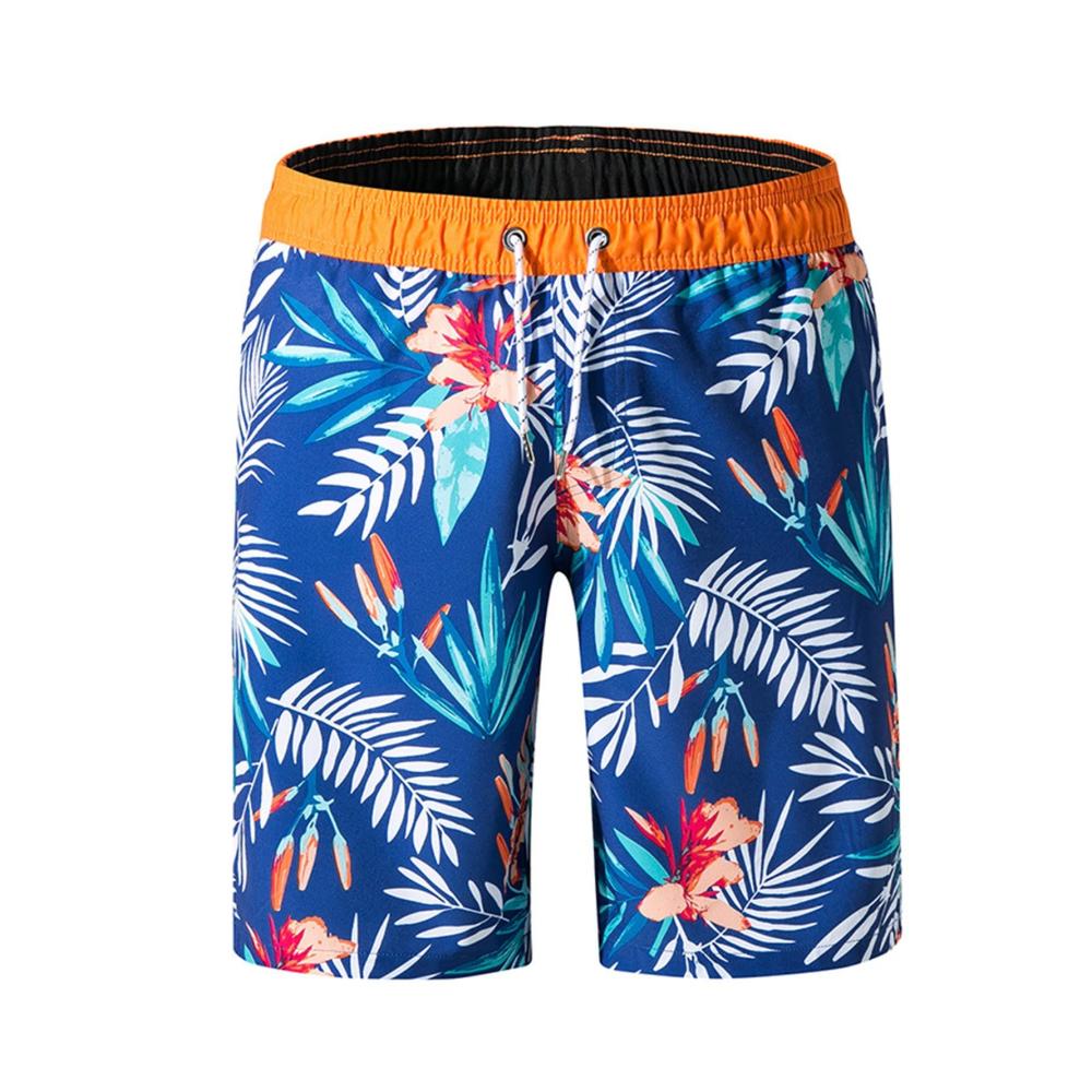 Herren Badeshorts Schwarze Sommer-Strandshorts mit elastischem Bund und Taschen