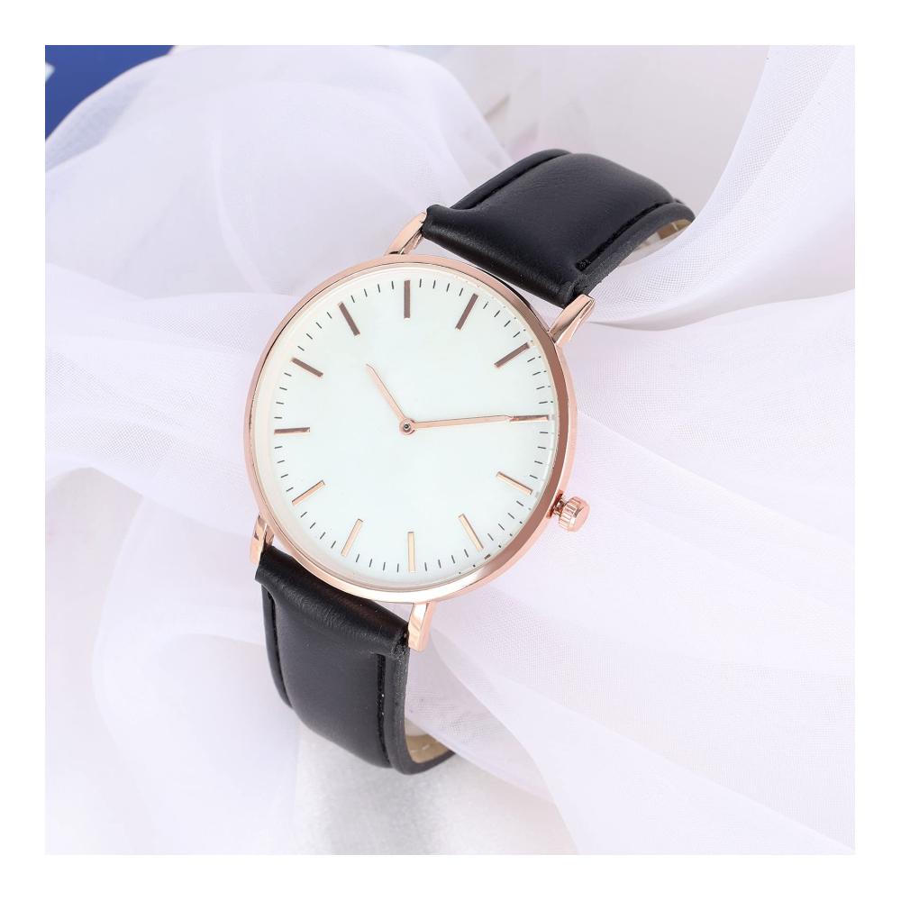 Damen Armbanduhr - Minimalistisches Design ultradünn mit Lederarmband - Modisches Geschenk für Damen