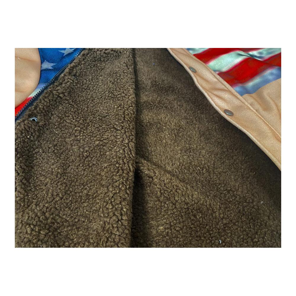 Herren Sherpa Gefütterte Baumwolljacke mit Pelz Halsband - Western Style Trucker Jacke Kariertes Muster Winterwarme Oberbekleidung