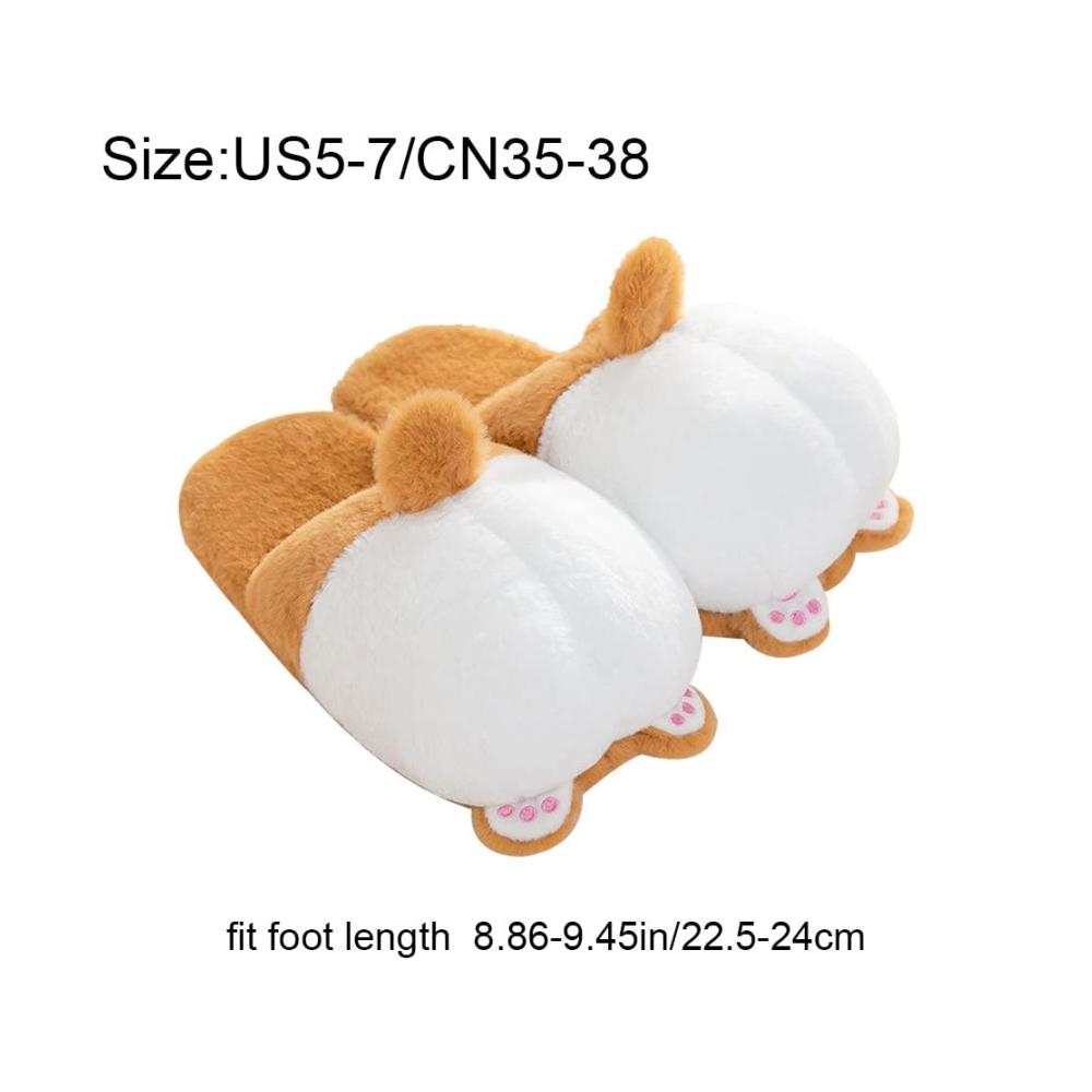 Damen Hausschuhe Kawaii Plüsch Corgi Arschschuhe rutschfeste Cartoon Tierschuhe