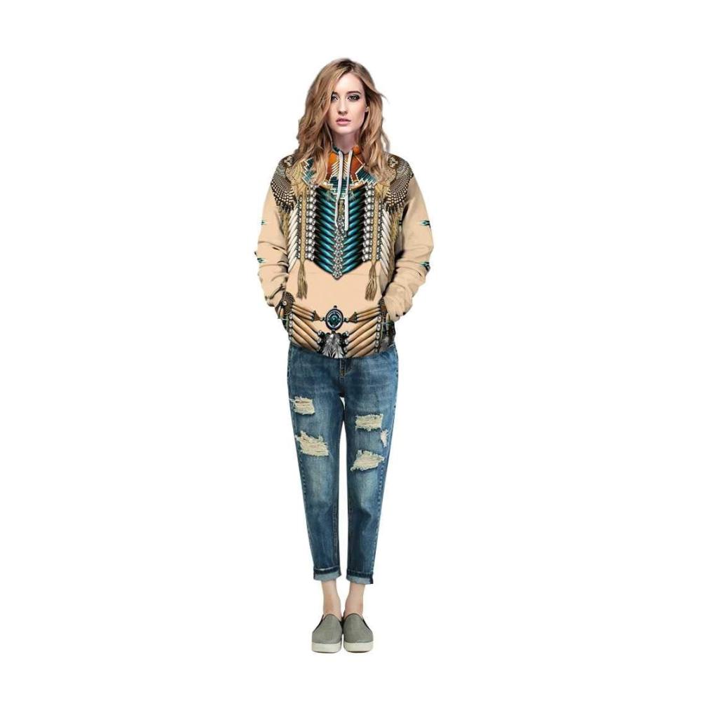 3D Printed Indian Style Unisex Hoodie for Couples - Long Sleeve Sweatshirt with Pockets 419