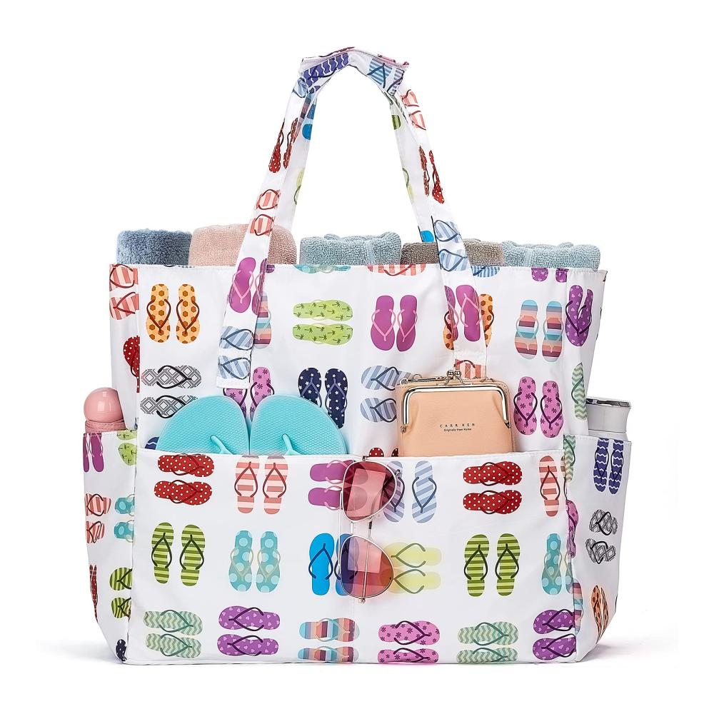 BISON DENIM Damen Strandtasche Groß Wasserdicht & Sanddicht - Ideal für Schwimmbad und Strand - Leichtgewichtige Umhängetasche mit Reißverschluss