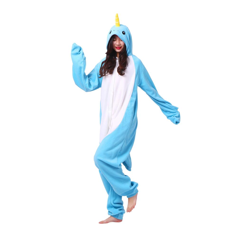 Tierischer Jumpsuit für Erwachsene - Kigurumi Narwal Kostüm für Fasching Halloween und Cosplay