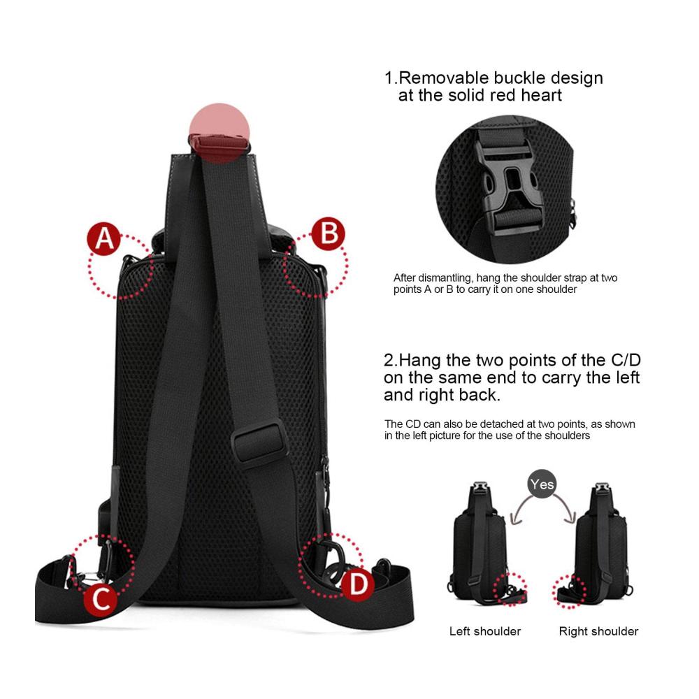 Multifunktionale USB-Lade-Sport-Schultertasche Diebstahlsicherer Rucksack für Herren und Damen - Ideal für Wandern Motorradfahren und den täglichen Gebrauch