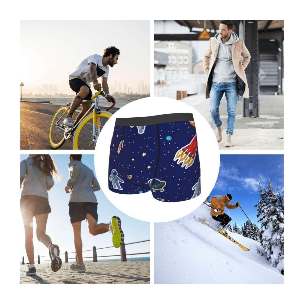 Lustige Cartoon Astronaut Sterne Herren Boxershorts - Bequeme atmungsaktive 3D-Print Unterwäsche mit Stretch - Beste Boxer Briefs