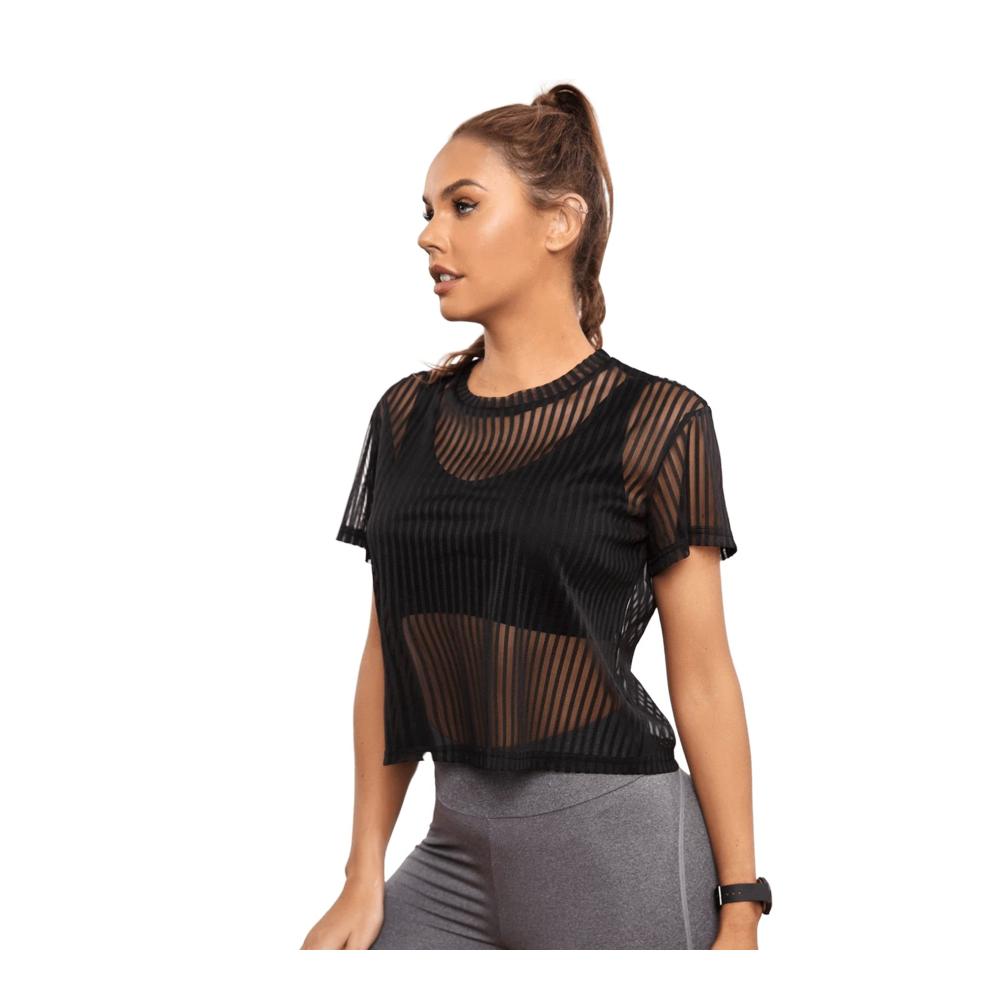 Damen Sommer Mesh T-Shirt - Klassischer BH-freier Stil von SOLY HUX Durchsichtiges Kurzarm Netzoberteil für einen stilvollen Look