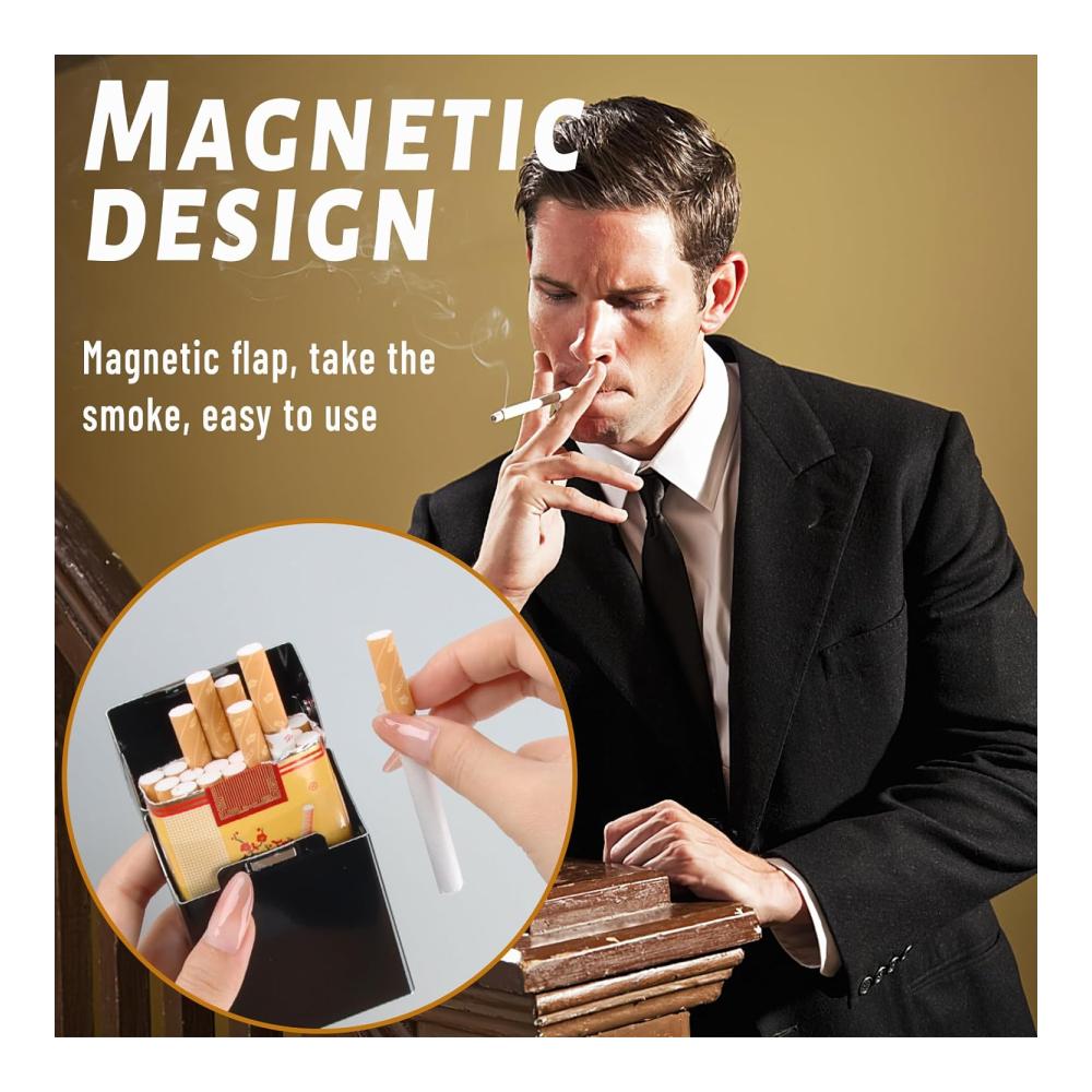 Aluminium Zigarettenetui Set (2 Stück) - Metall Zigarettenbox für 20 Zigaretten mit Magnetverschluss - Elegantes Design in Schwarz und Silber