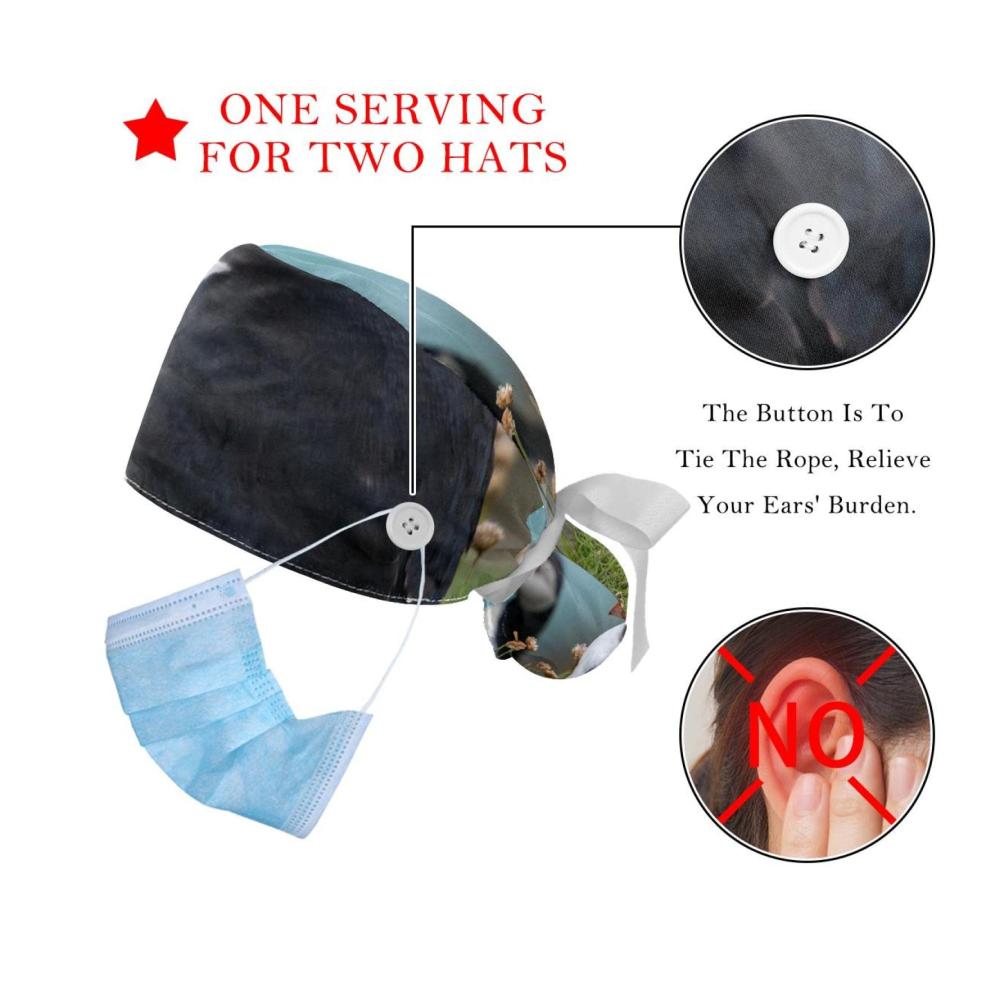 2er Set Verstellbare Baseball Caps mit Peeling-Bouffant-Stil und Pferdeschwanz-Beutel – Ideal für Krankenschwestern und Tierliebhaber