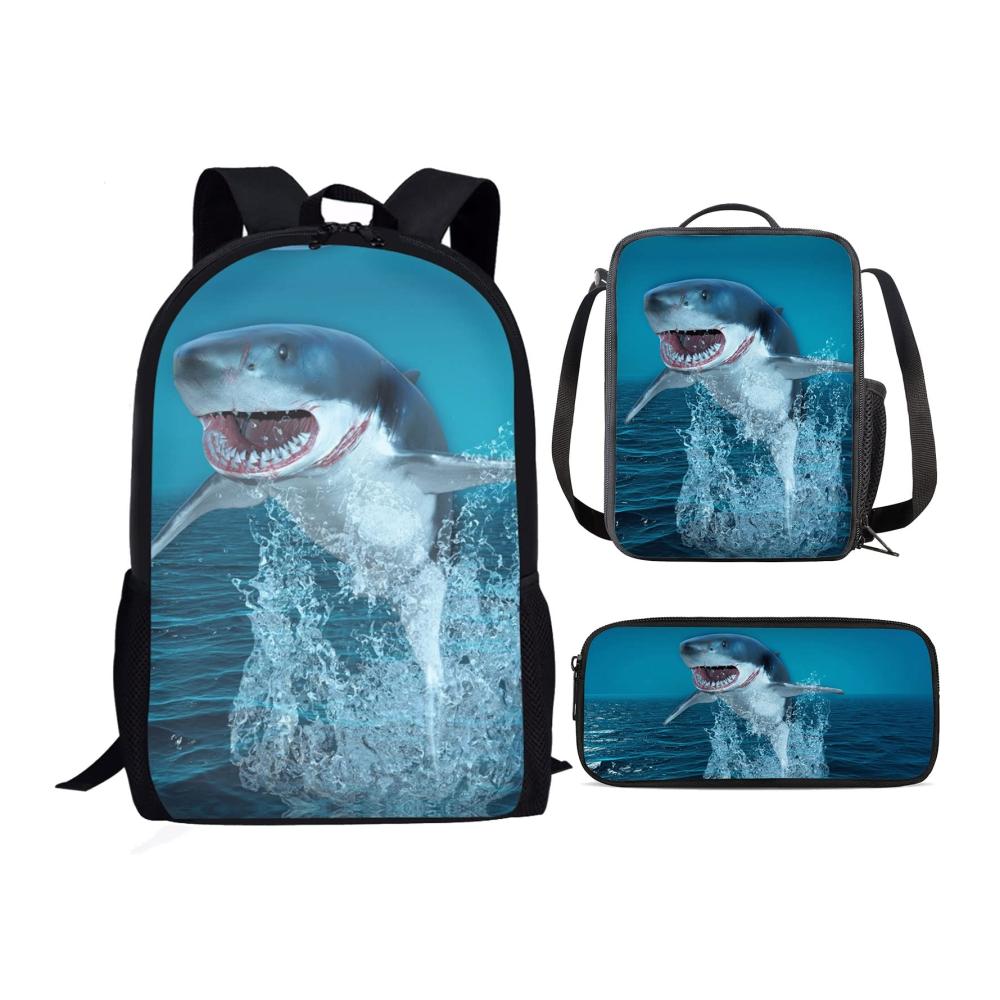 Haie Kinder Rucksack Set - Schulrucksack mit Lunchbox und Federmäppchen für Mädchen und Jungen in Einheitsgröße