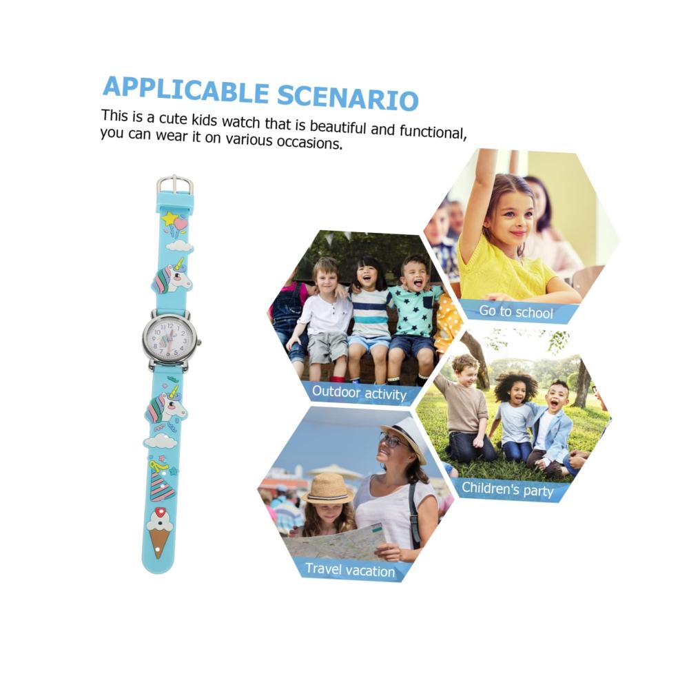 Kinderuhr mit Einhorn-Muster | Digitale Armbanduhren für Mädchen und Jungen | 4-Teilige Studentenuhr mit 3D-Ornamenten | Praktische Kleinkinduhr
