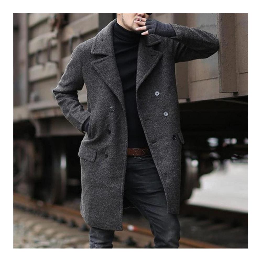 Herren Wintermantel - Wollmantel Lang mit Schnalle Slim Fit Dufflecoat für Business und Casual Winddichter Trenchcoat Warme Übergangsjacke