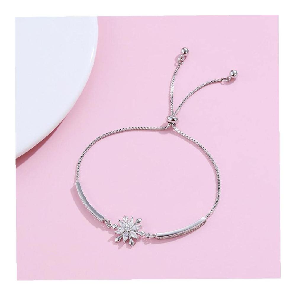 925 Sterling Silber Schneeflocke Armband - Klassischer Stil Verstellbar für Frauen - Hochzeit & Engagementsschmuck