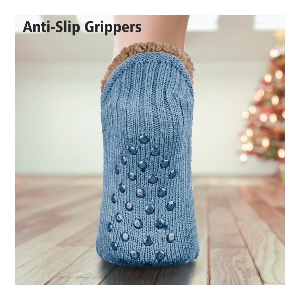Winterwarme Stoppersocken mit Wolle für Damen & Herren - Flauschige Mulor Haussocken rutschfeste Hüttensocken (1 Paar