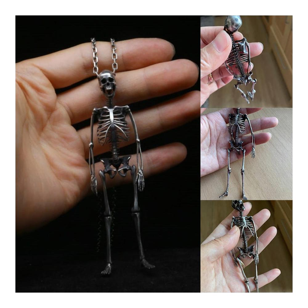 Gothic Metall Vintage Halskette mit Skelett-Anhänger | Hip Hop Schmuck für Jungenmode - Ideal für Spukhaus Kostümparty Zuhause Mottoparty und Halloween-Parade