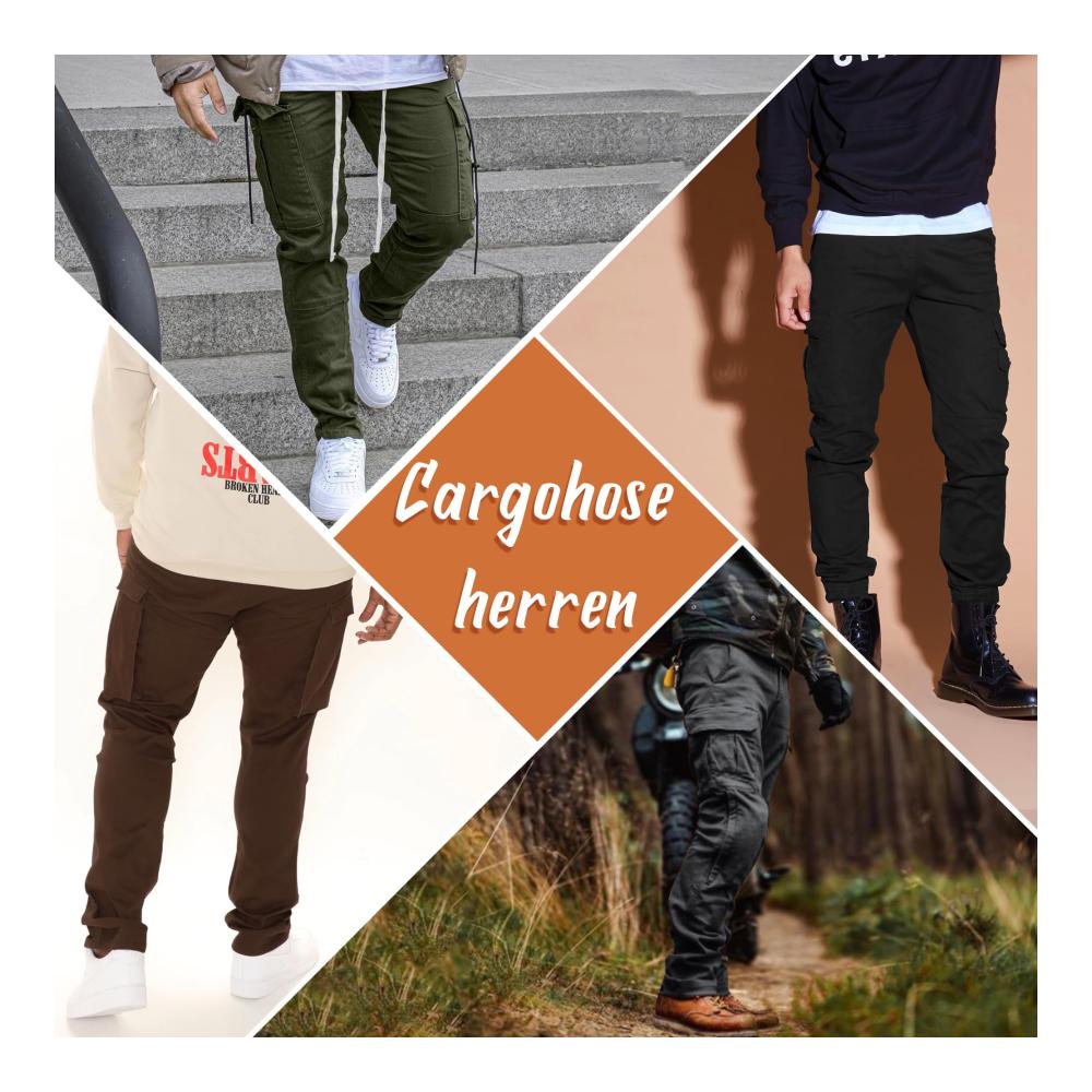 Cargohose Herren Strapazierfähige Baumwoll-Freizeithose in Slim Fit | Arbeits- und Outdoorhose mit 6 Taschen