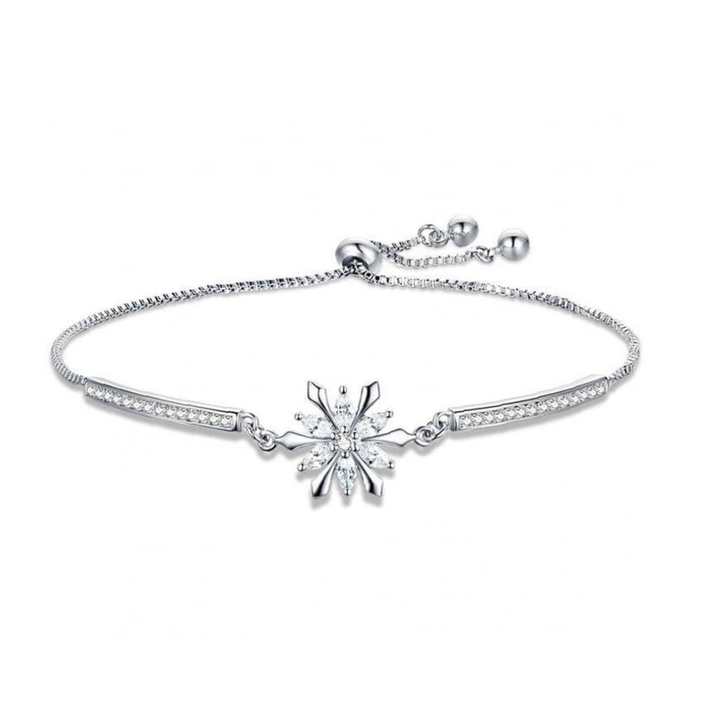 925 Sterling Silber Schneeflocke Armband - Klassischer Stil Verstellbar für Frauen - Hochzeit & Engagementsschmuck