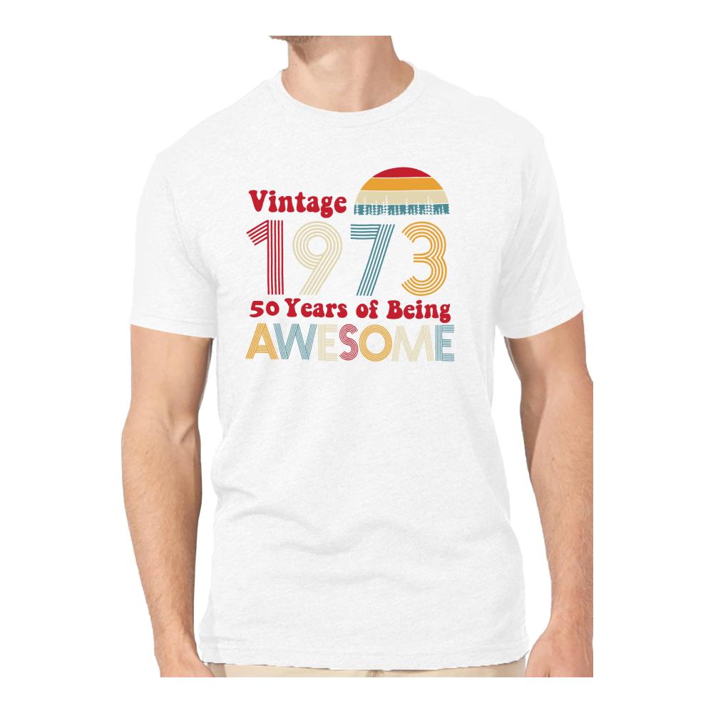 Herren Vintage T-Shirt 50. Geburtstag 1973 Retro-Stil Rundhals Kurzarm