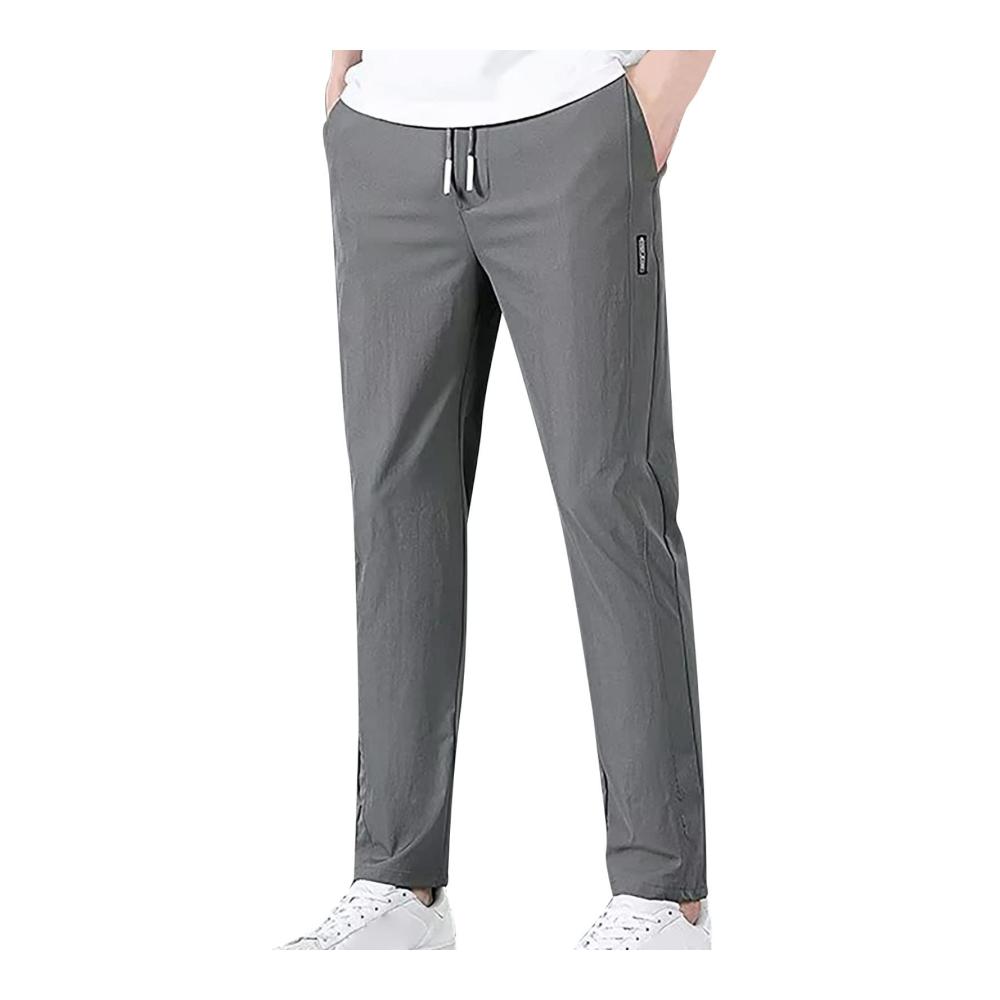 Herren Graue Jogginghose Leichte Sweatpants mit Stretch Reißverschluss-Taschen & Luftigem Design