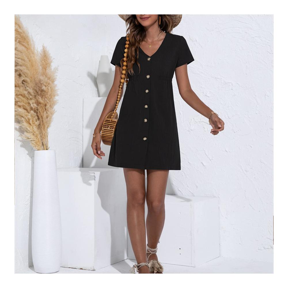 Freizeit Damenkleid mit V-Ausschnitt Hoher Taille und Cardigan - Schmales Kurzes Kleid für Eleganz und Komfort