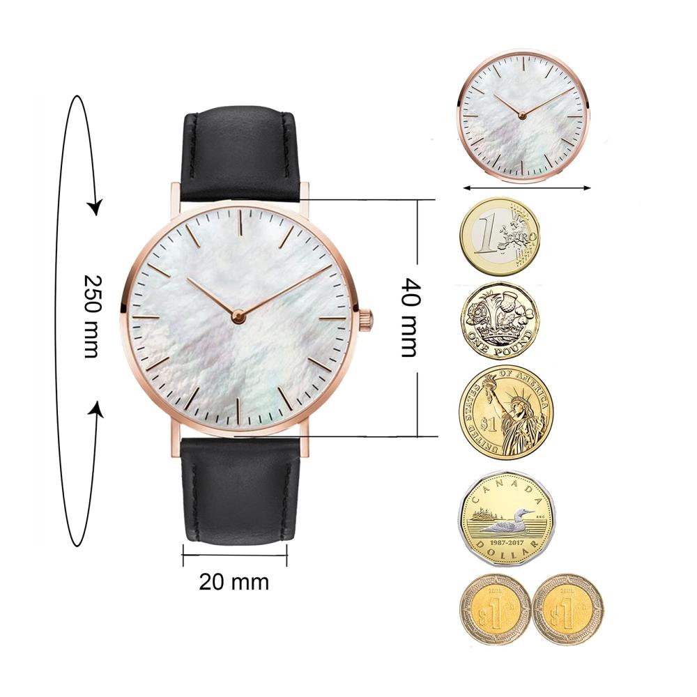 Damen Armbanduhr - Minimalistisches Design ultradünn mit Lederarmband - Modisches Geschenk für Damen