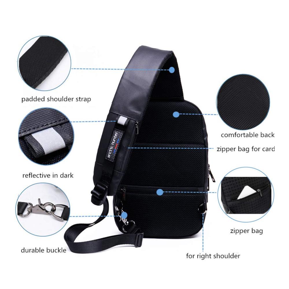 Arctic Hunter Herren Tagesrucksack - Wasserdichte Messenger Schultertasche in Schwarz Kleiner Crossbody Rucksack für den modernen Lifestyle